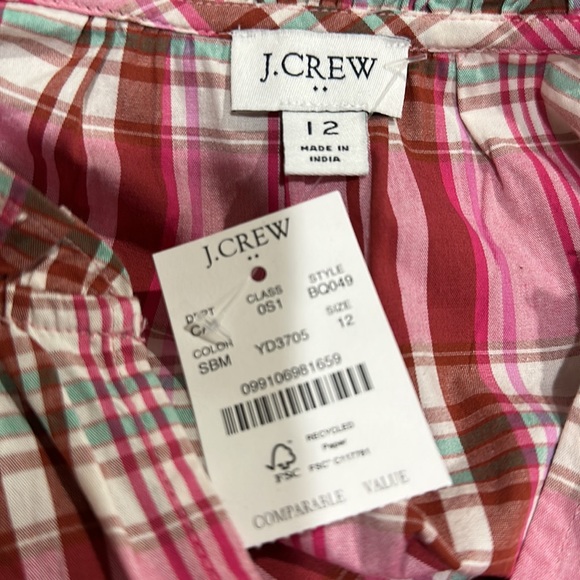 J.Crew Plaid Mini Dress with Ruffle Trim Size 12 - NWT - Picture 5 of 6